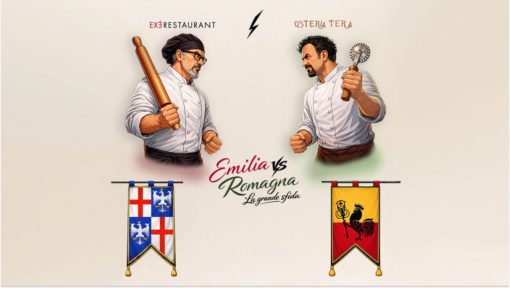 Paolo Balboni e Gianmarco Casadei protagonisti della serata Emilia vs Romagna all’Exé Restaurant di Fiorano Modenese